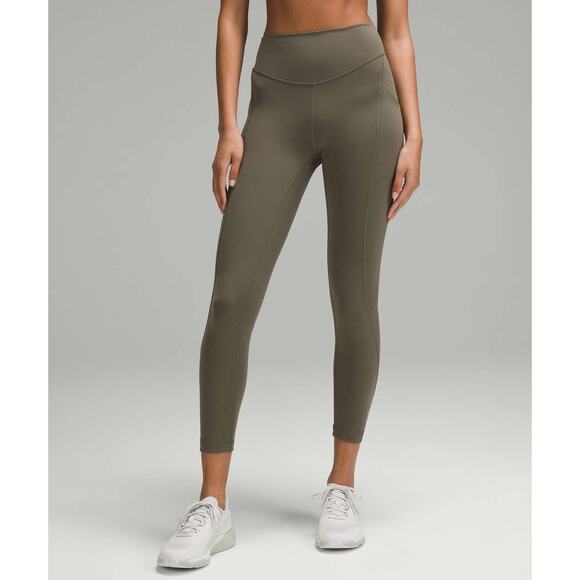 Lululemon Wunder Under SmoothCover Tight with Pockets 25" Army Green Size 6 - Picture 2 of 8